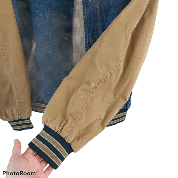 Vintage Contrast Denim Bomber Jacket sz Medium - Picture 2 of 13